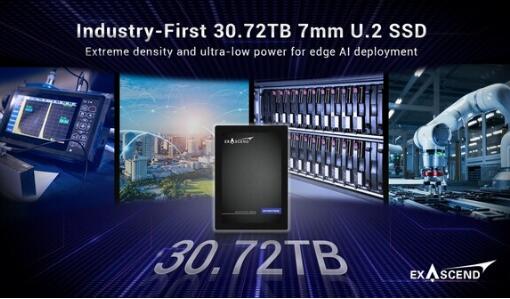 Exascend Unveils Industry-First 30.72TB 7mm U.2 SSD for Edge Storage